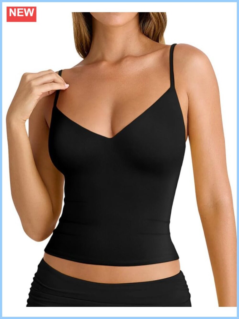 Spaghetti Strap V Neck Double Lined Tank Top Summer Going Out Top